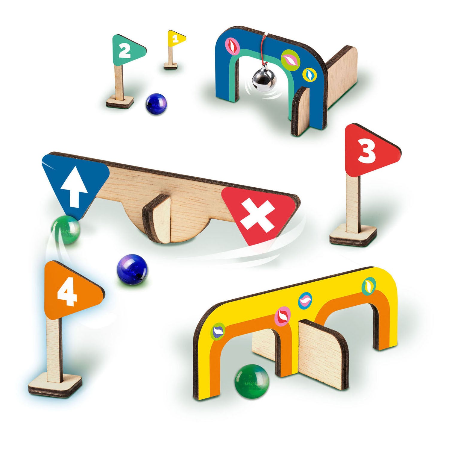 Ses knikker golf - houten minigolfparcours