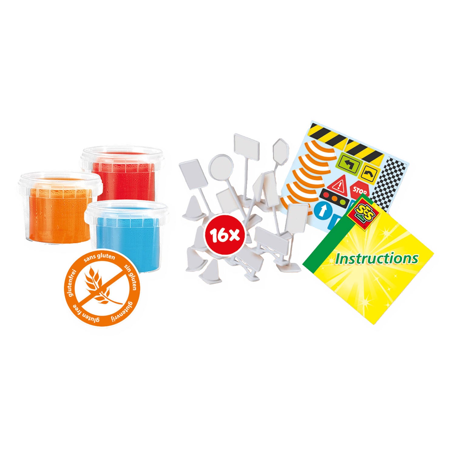 Ses klei verkeer - 3 kleipotjes