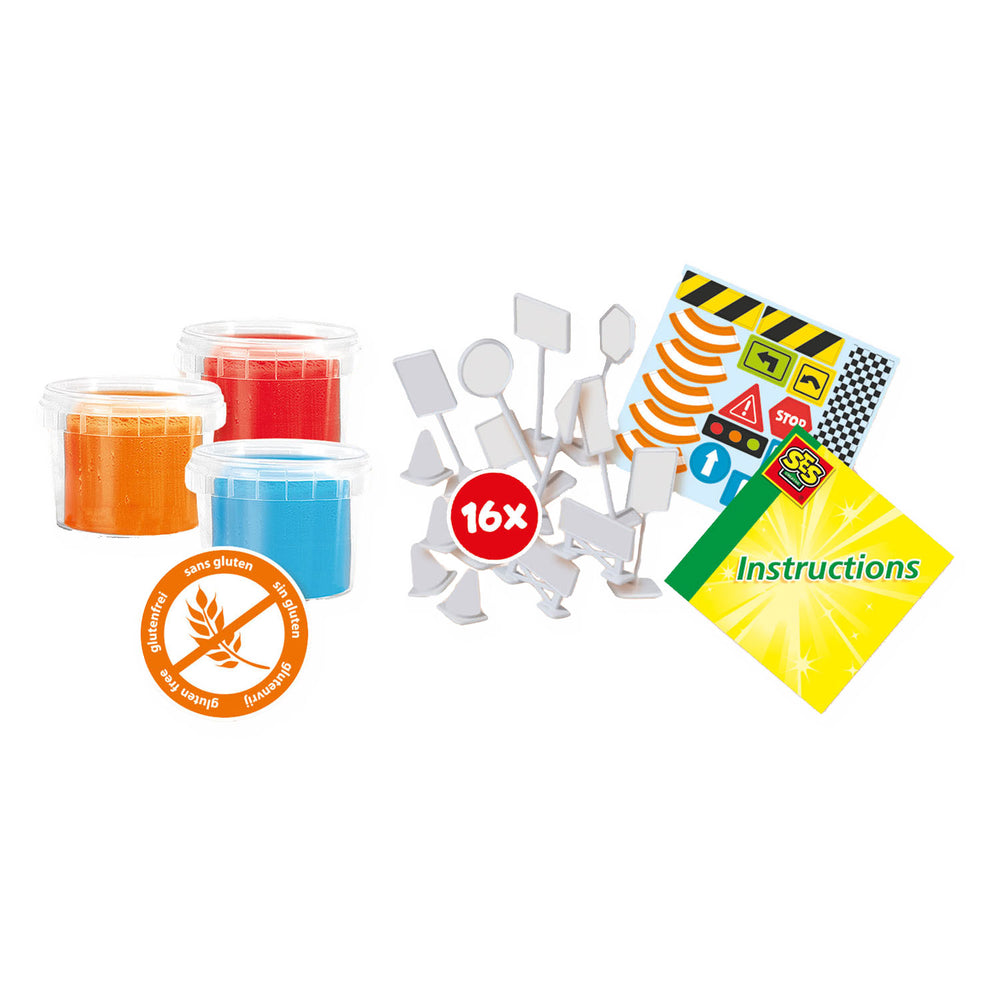 Ses klei verkeer - 3 kleipotjes