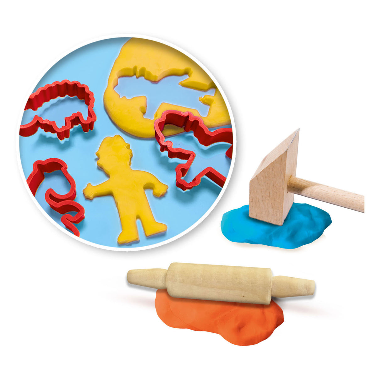 Ses creative - my first - klei mega set - tools en klei vormpjes - glutenvrije klei in heldere kleuren - droogt niet uit - boerderij thema - met houten deegroller en hamer