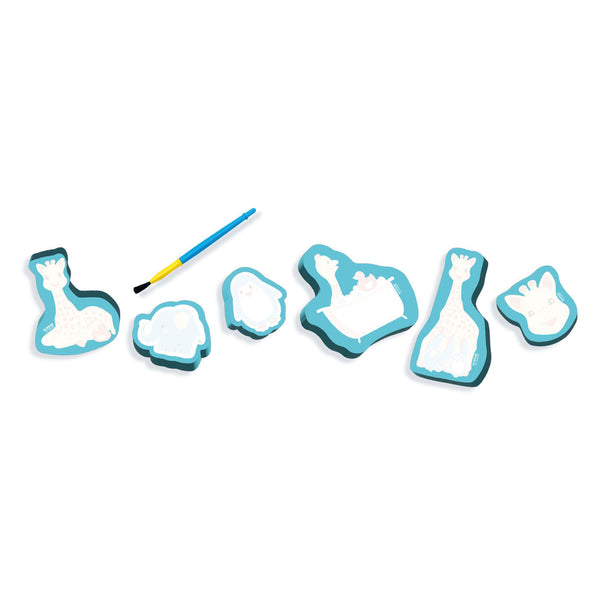Ses creative - sophie la girafe - kleuren met water in bad - veilige kwast - figuren worden zichtbaar met water - herbruikbaar - badspeelgoed – badspeeltjes – vanaf 12 maanden