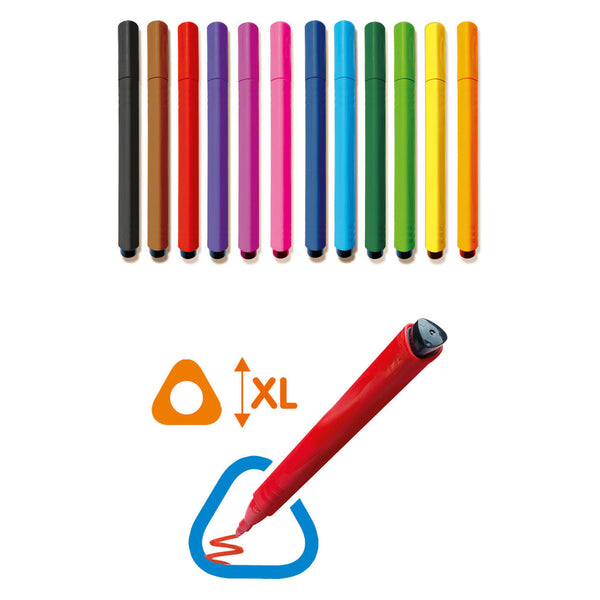 Ses creative – ik leer – driehoek grip stiften – 12 stiften – ergonomische grip – goed uitwasbaar – vanaf 3 jaar