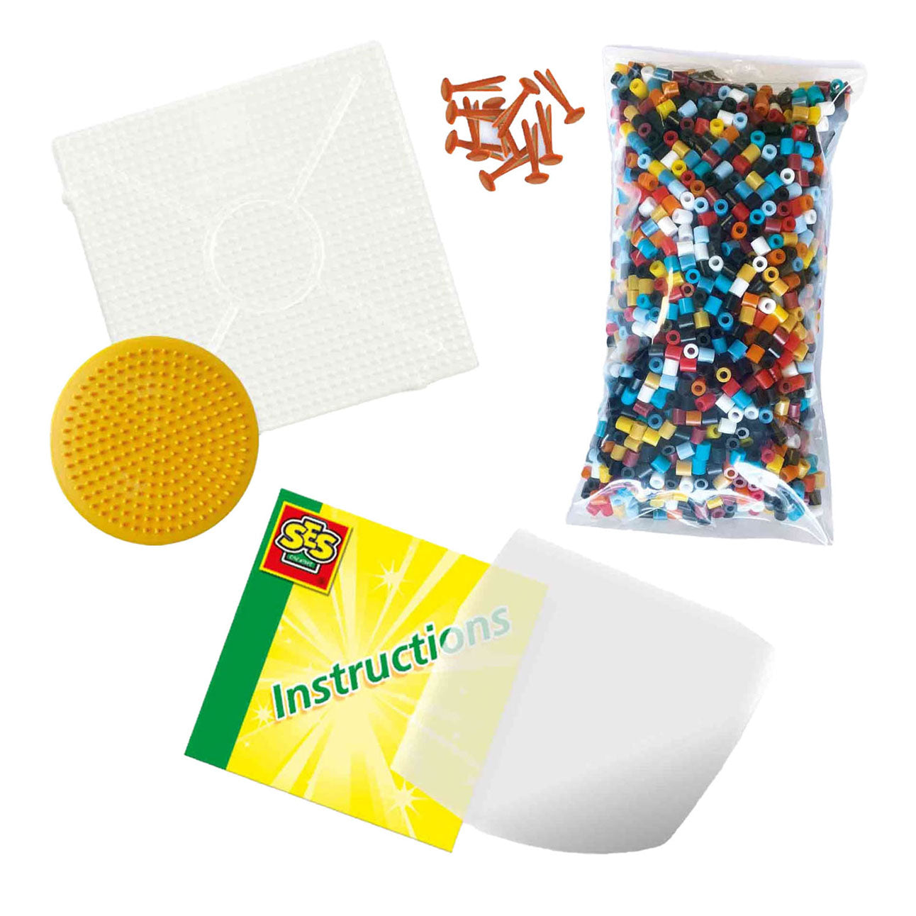 Ses strijkkralen - bouwvoertuigen