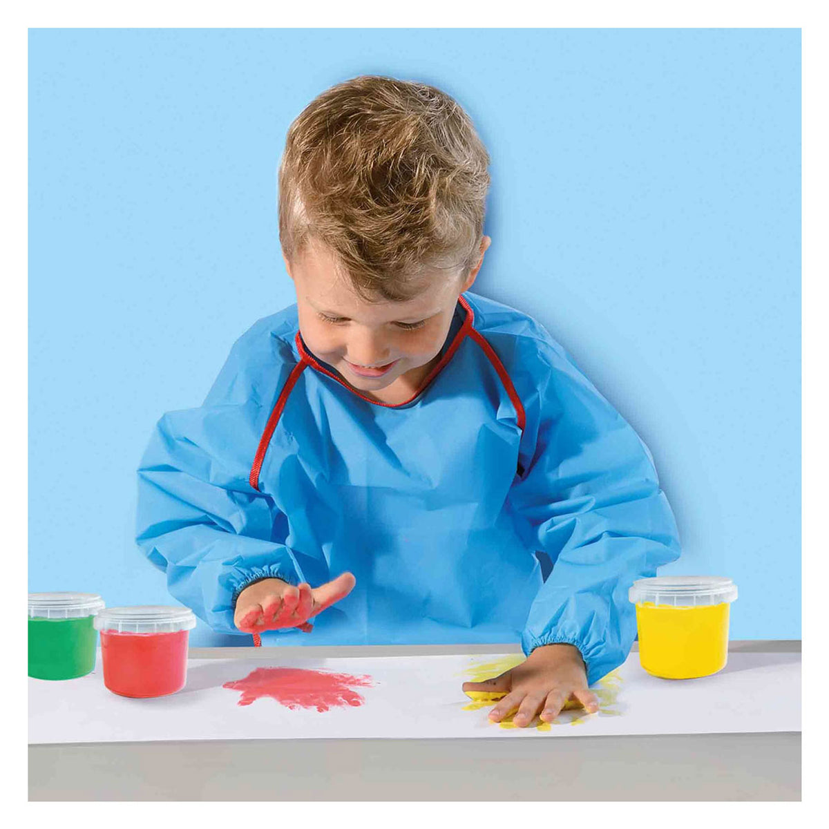 Ses creative - my first - vingerverf set met kliederschort - 4 kleuren vingerverf (4x110ml) met verfschort en papier - goed uitwasbaar – glutenvrij – speelgoed 1 tot 4 jaar