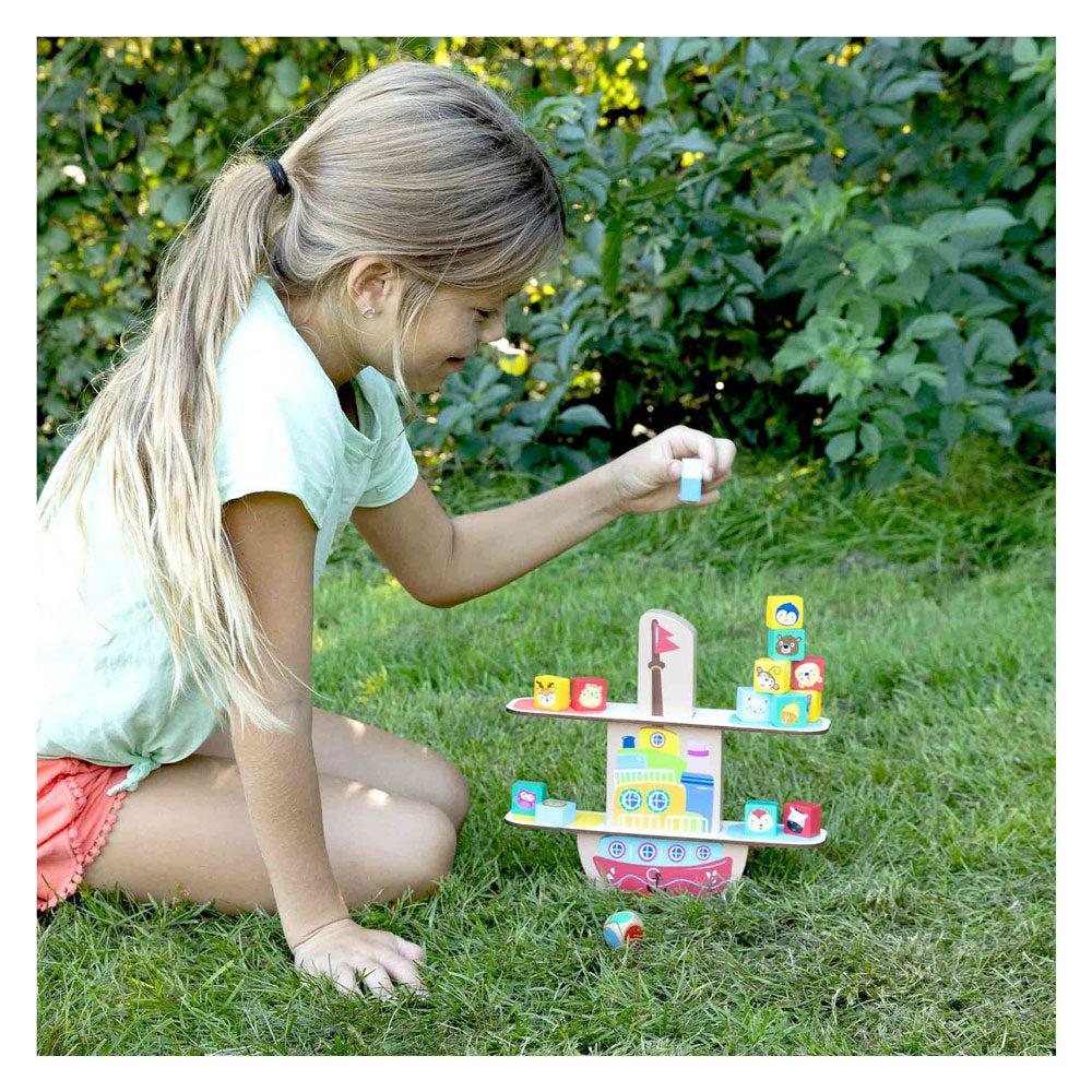 Ses houten balanslaars