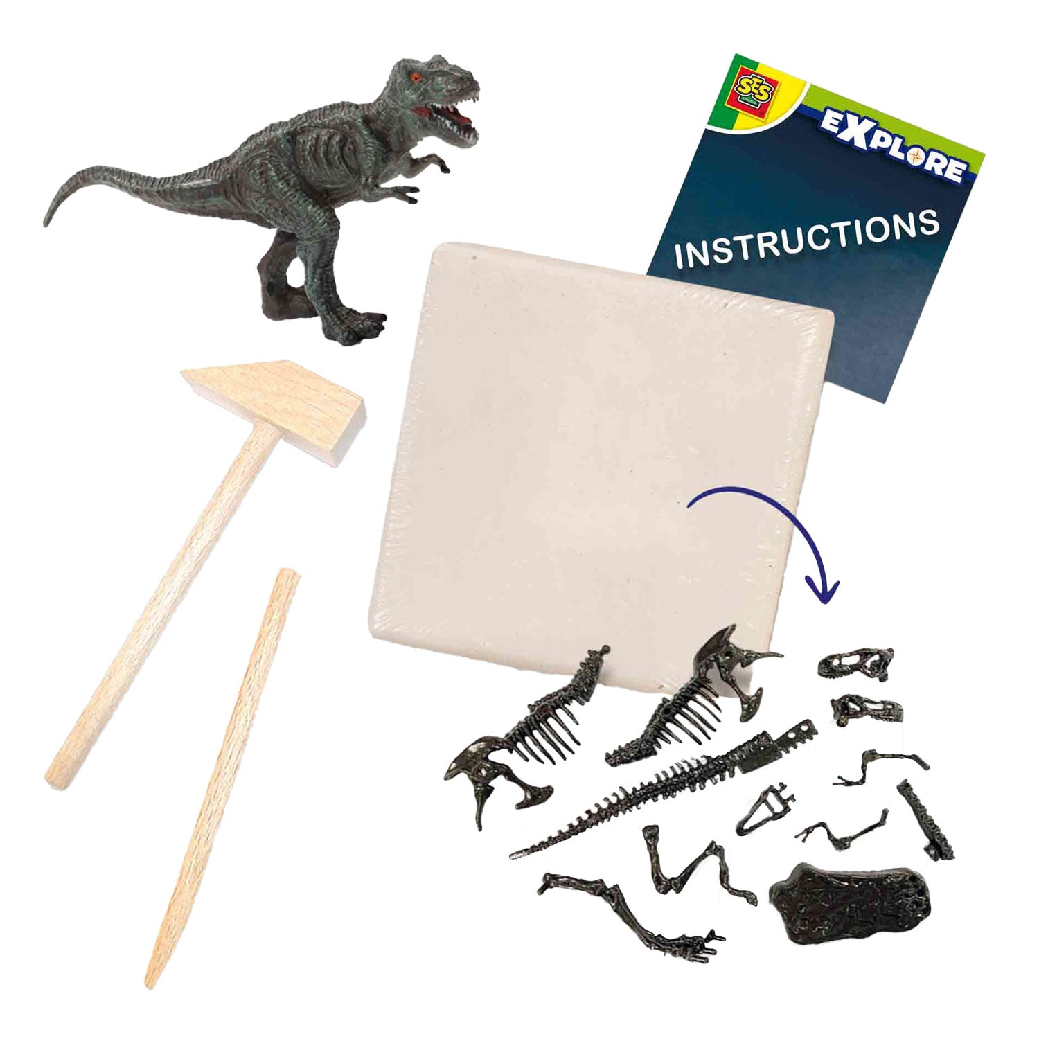 Ontdek dino en skelet opgraven 2in1 - t-rex