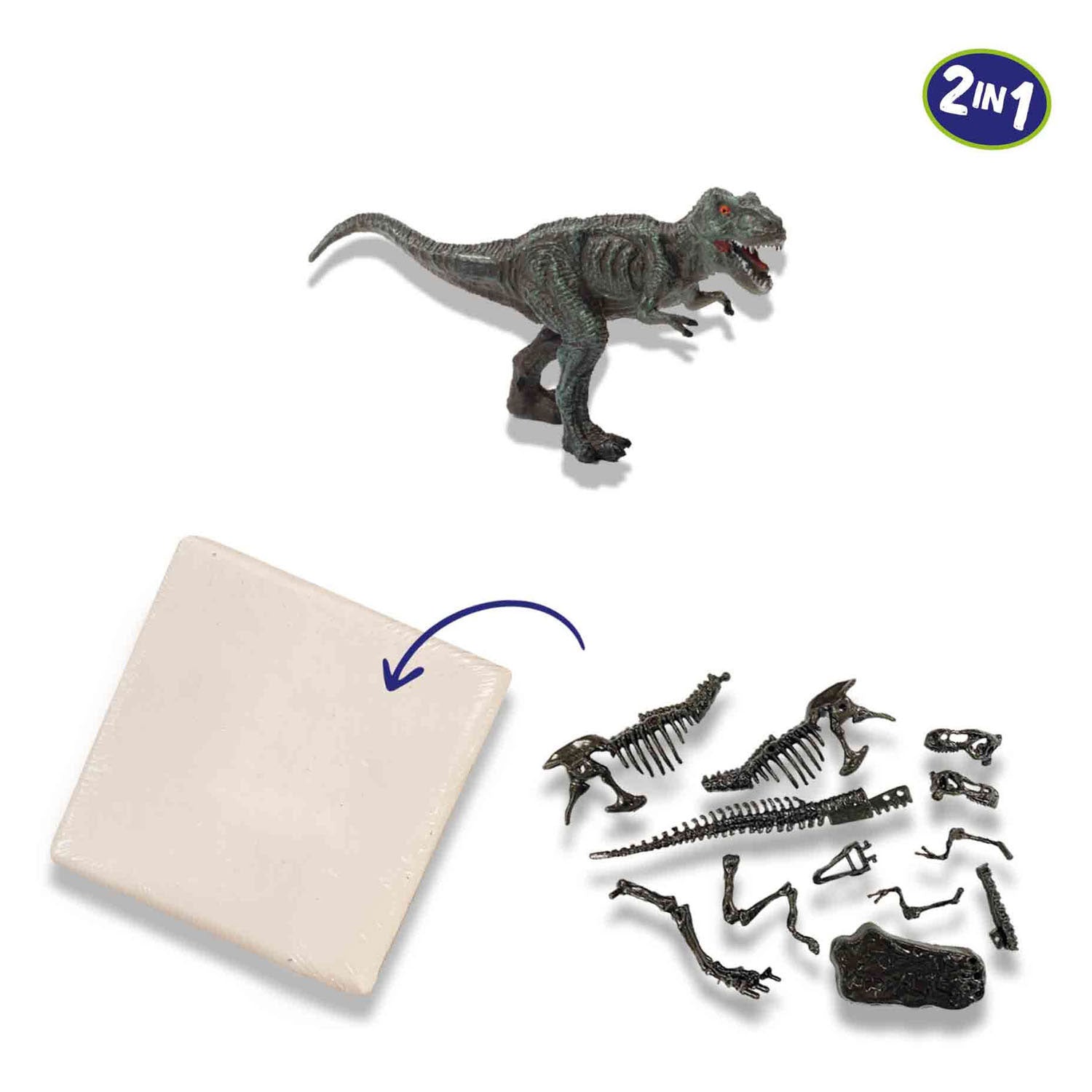 Ontdek dino en skelet opgraven 2in1 - t-rex