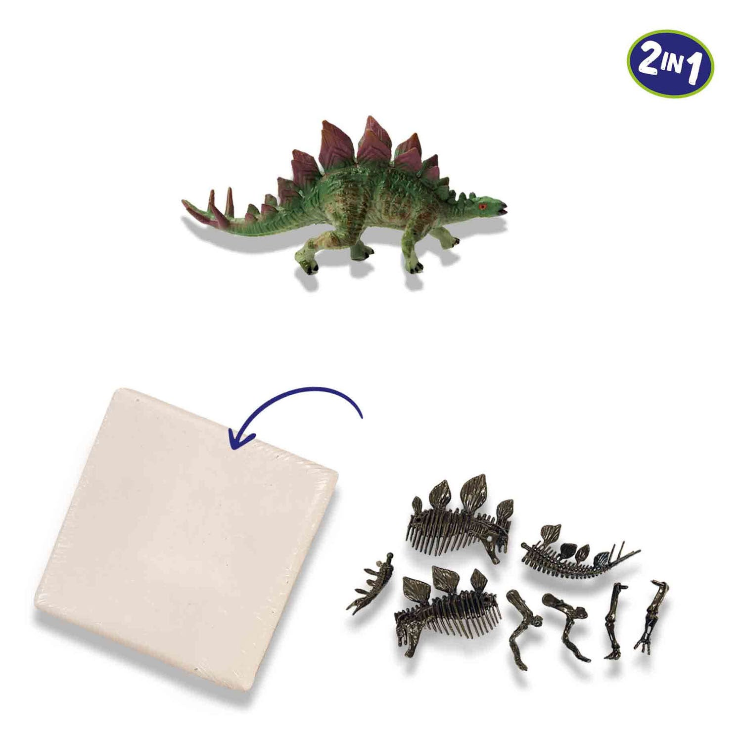 Ontdek dino en skelet opgraven 2in1-stegosaurus