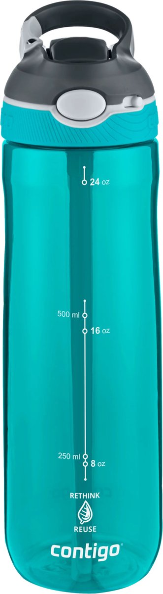 Contigo ashland autospout waterfles met rietje | grote bpa-vrije drinkfles van 720ml | sportfles | lekvrije drinkfles | ideaal voor school, de sportschool, fiets, hardlopen, wandelen | scuba