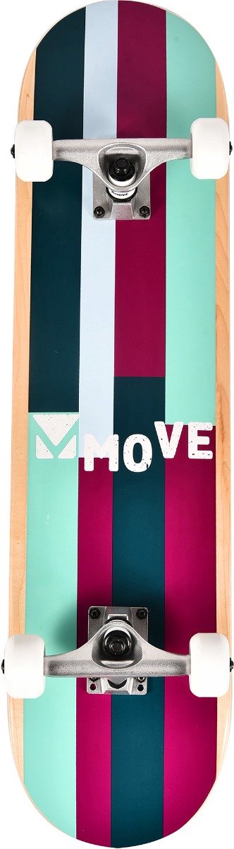 Strepen skateboard 79 x 19,7 cm paars grijs groen