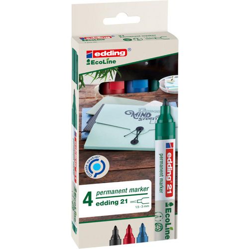Edding permanentmarker ecoline 21 4-21-4 1,5-3mm assorti 4 stuk