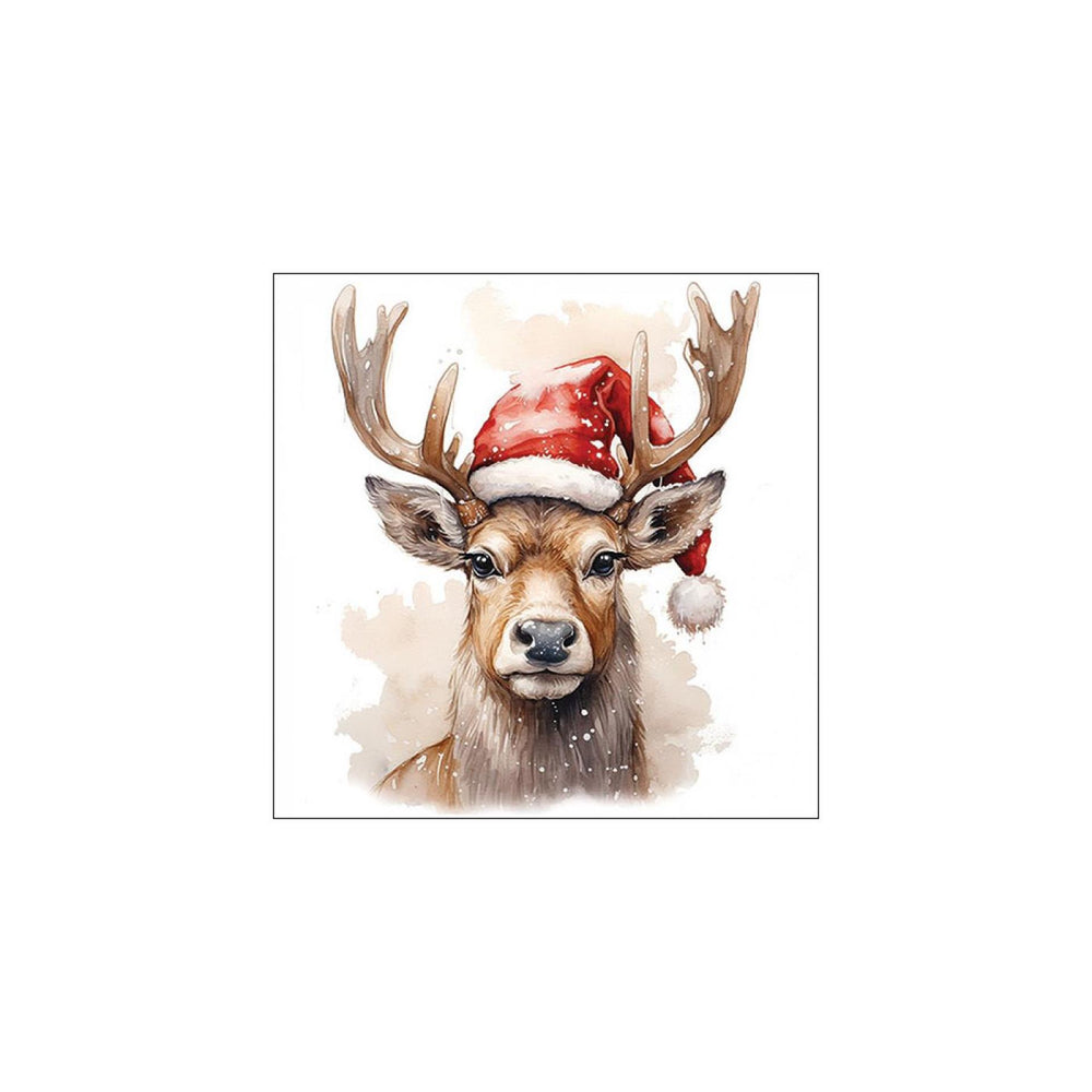 Ambiente servetten 33cm deer with santa hat white
