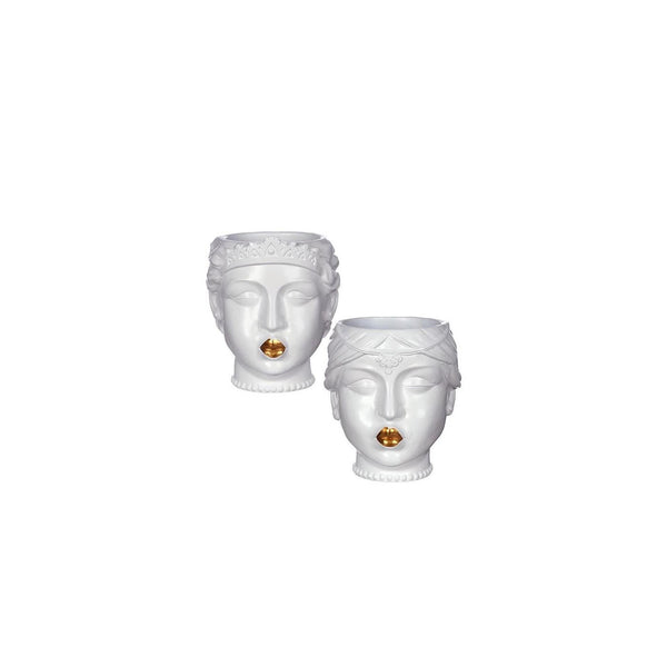 Ideas 4 seasons bloempot prinses met gouden lippen ø12xh15,5cm