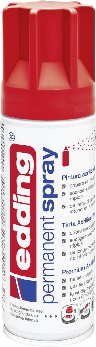 Edding 5200 permanent spray premium acrylverf verkeersrood mat ral 3020