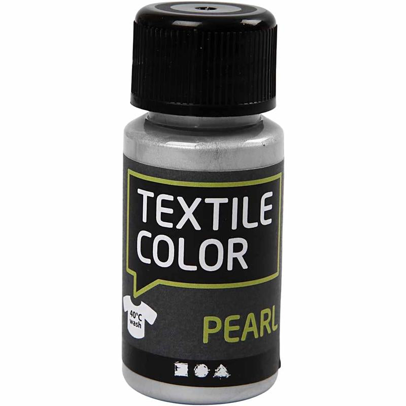 Creativ company textielkleur dekkende textielverf - zilver parelmoer, 50ml