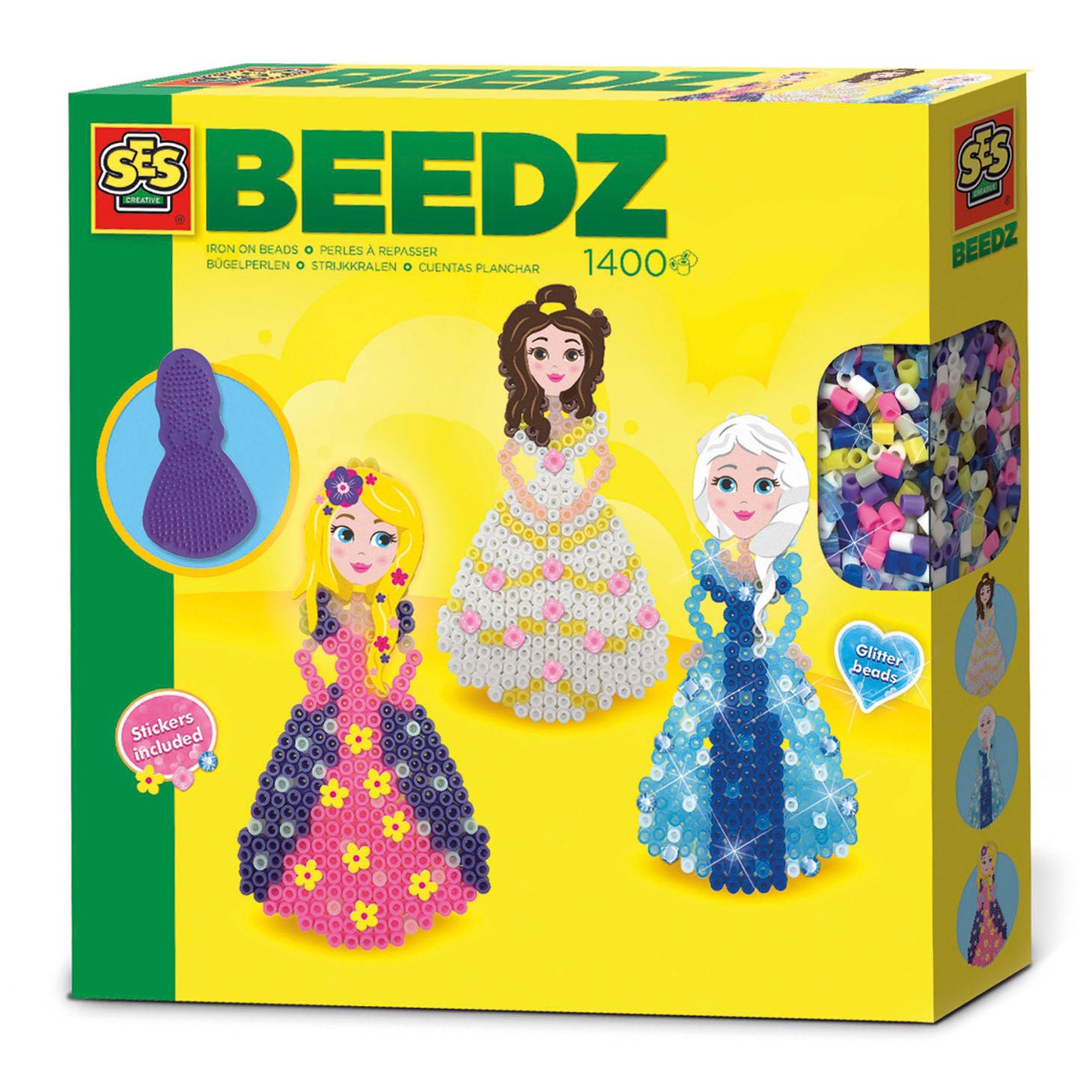 Ses creative - beedz - prinsessen - 1400 strijkkralen met grondplaten, glitters en strijkvellen - vanaf 5 jaar