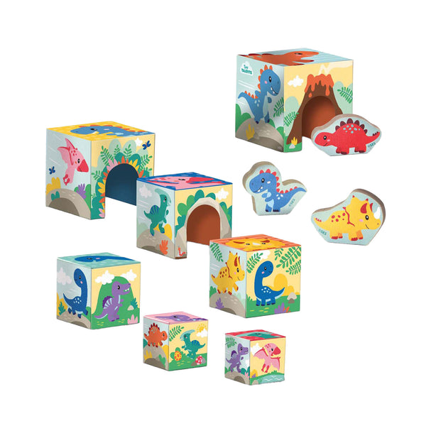 Ses creative – tiny talents – stapelblokken – sensorisch – dinosaurus speelgoed – baby speelgoed – stimuleert zintuigen – lichtgewicht