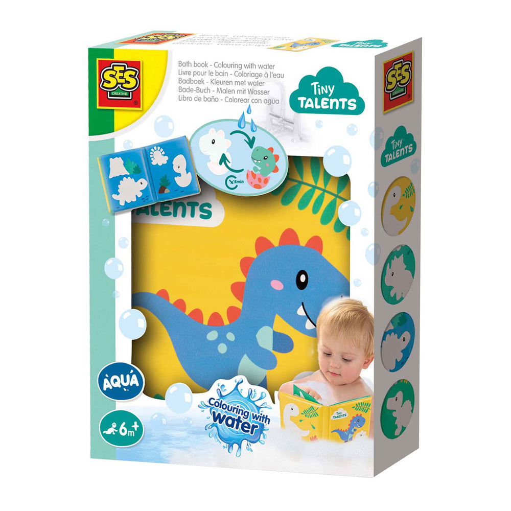 Ses badboek - kleuren met waterdino's