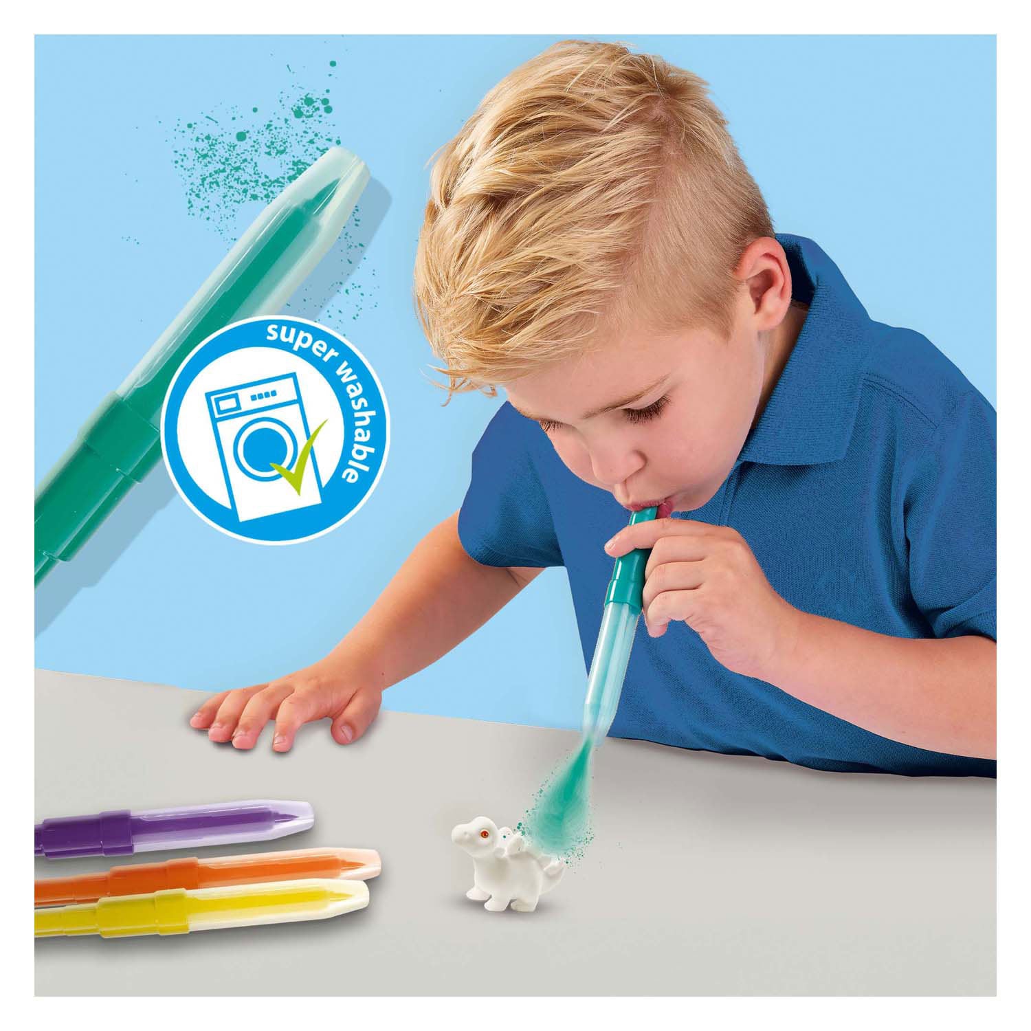 Ses creative ses blow airbrush pens - dinosaurussen, 3st.