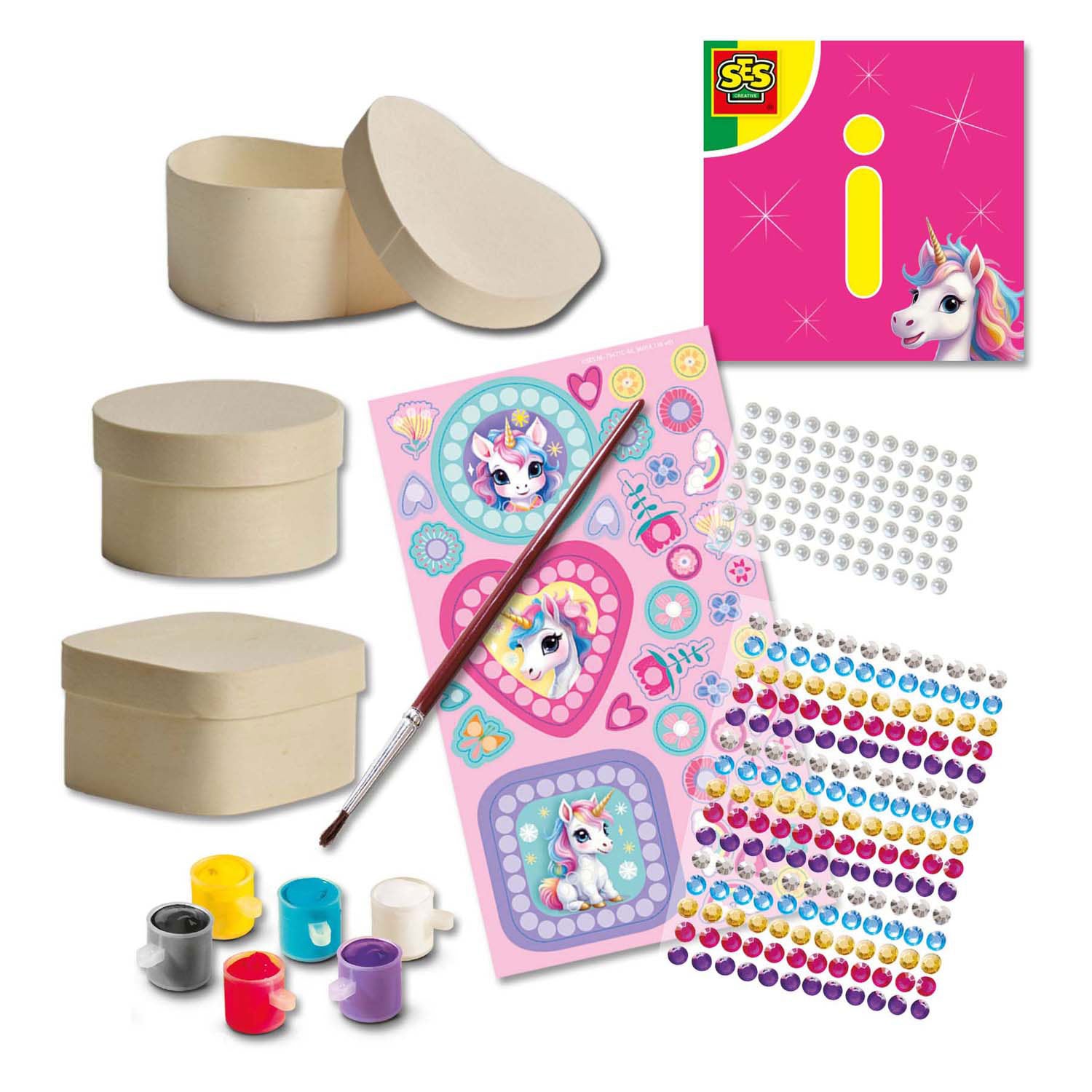 Ses diamant schilderij houten sieradendoosjes