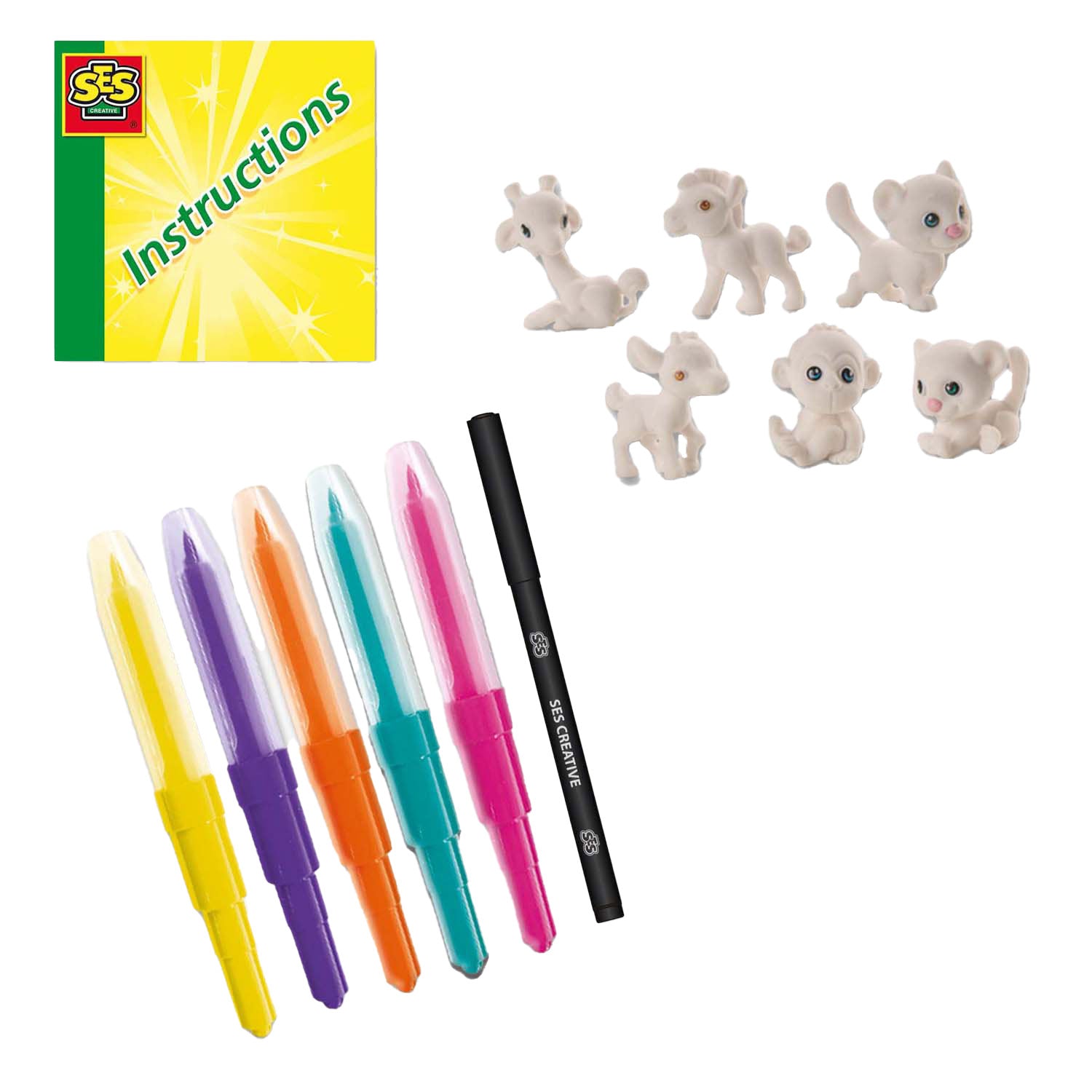Ses blow airbrush pens - safari dieren, 6st.