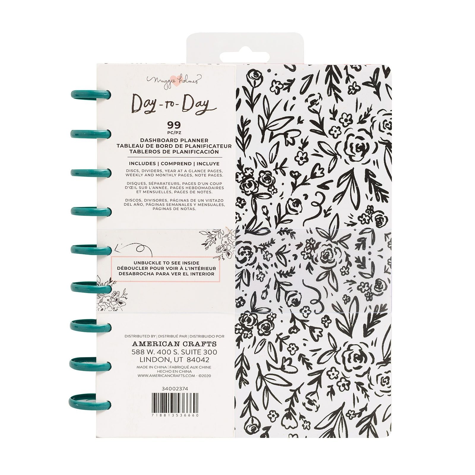 Crate paper • day-to-day dashboard planner black and white floral