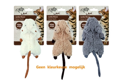 Afp jumbo muis crinkle lamswol met kattenkruid assorti