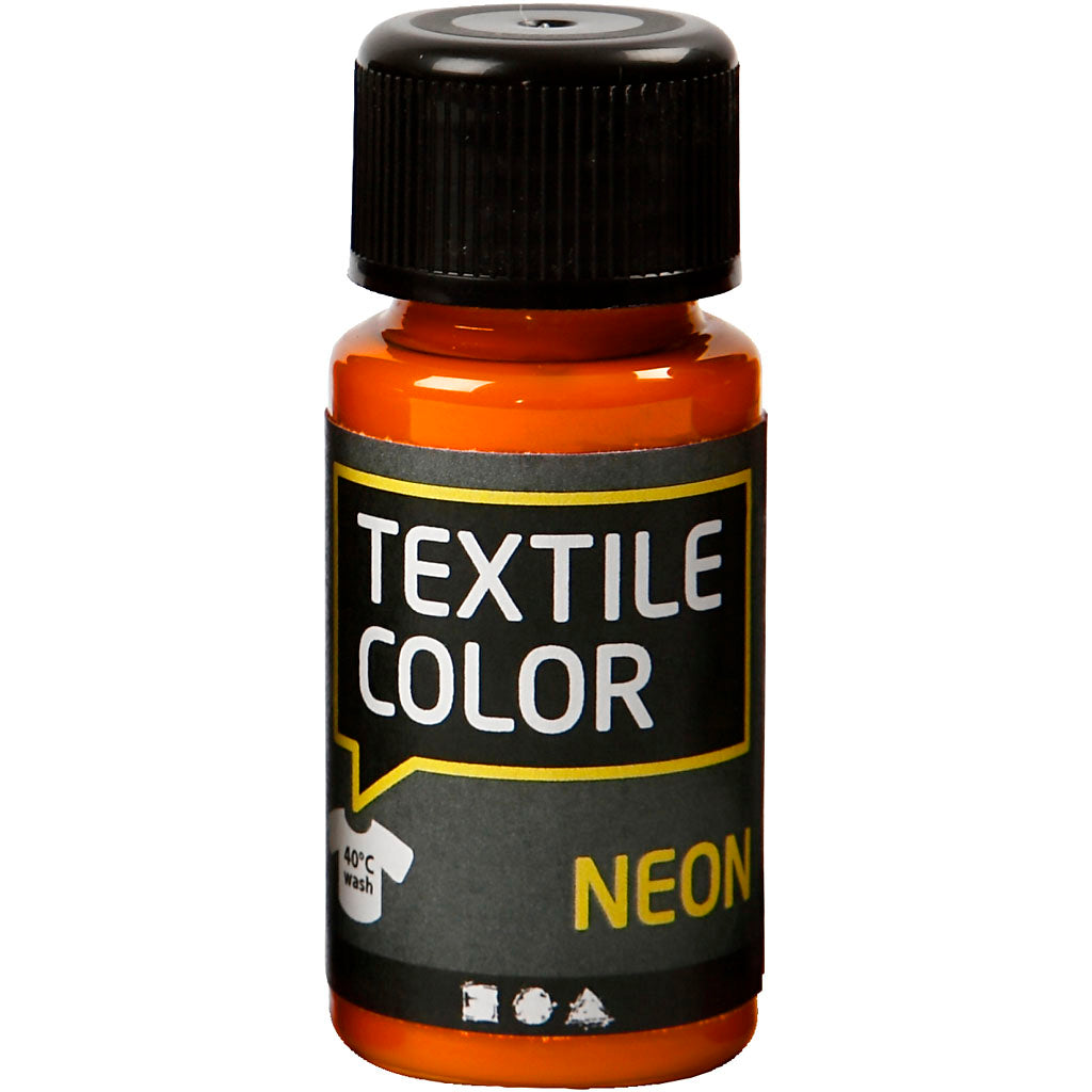 Creativ company textile color dekkende textielverf - neon oranje, 50ml