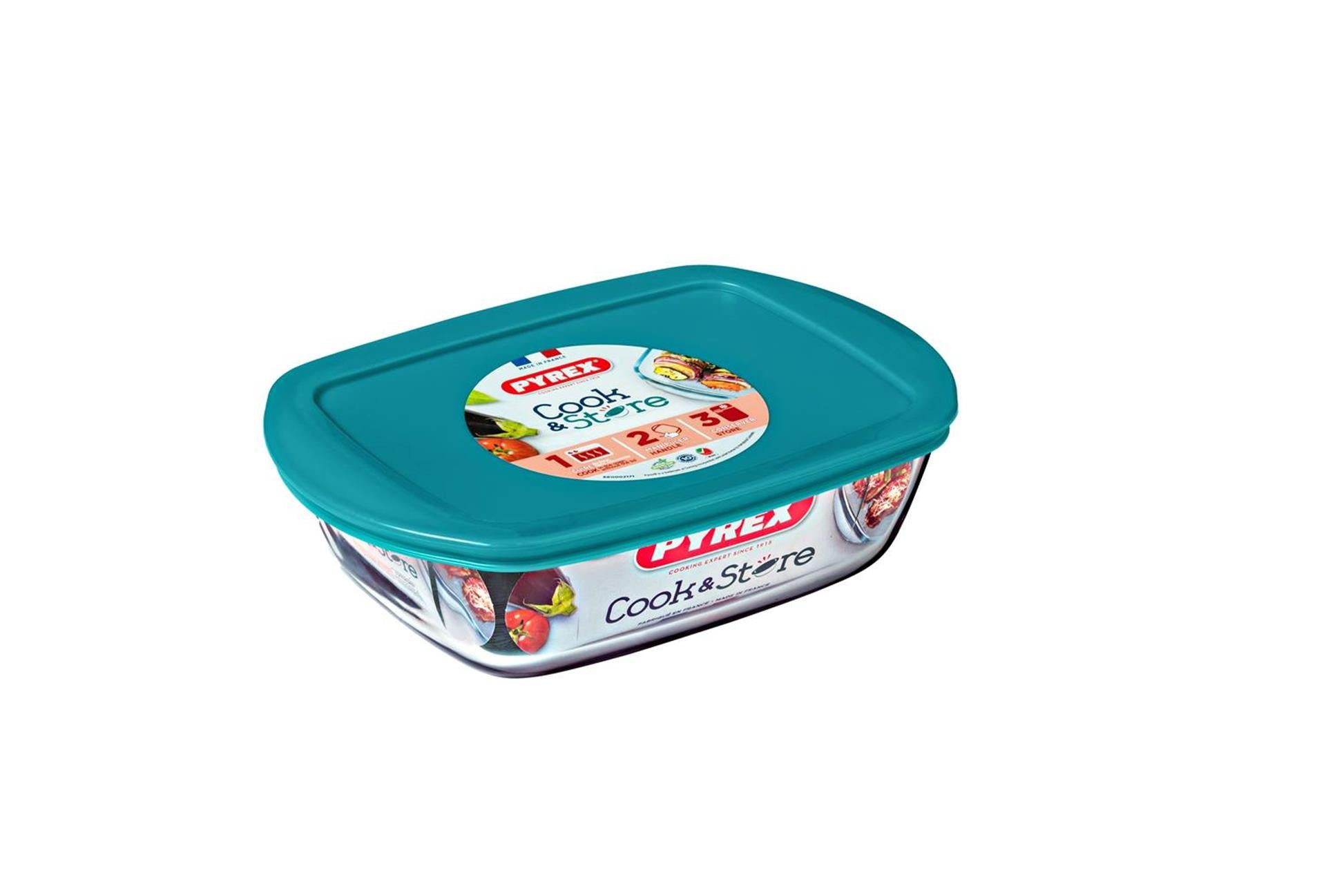 Pyrex kookopbergruimte 1,2l schaal met deksel deksel