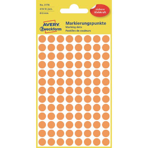 Markeringspunten avery 3178 fluor oranje 8mm