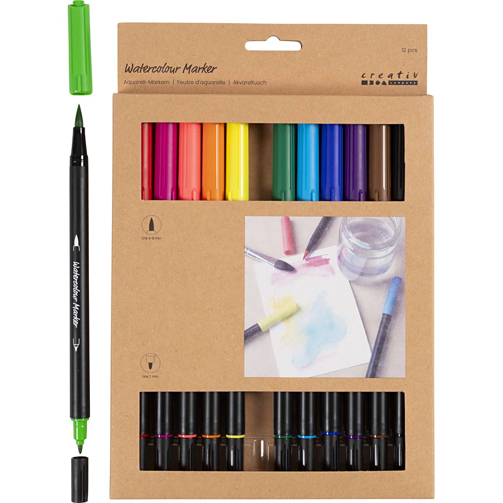 Creative company https: www.cchobby.nl aquarelmarker-lijndikte-2-4-8-mm-standaardkleuren-12-stuk-1-doos