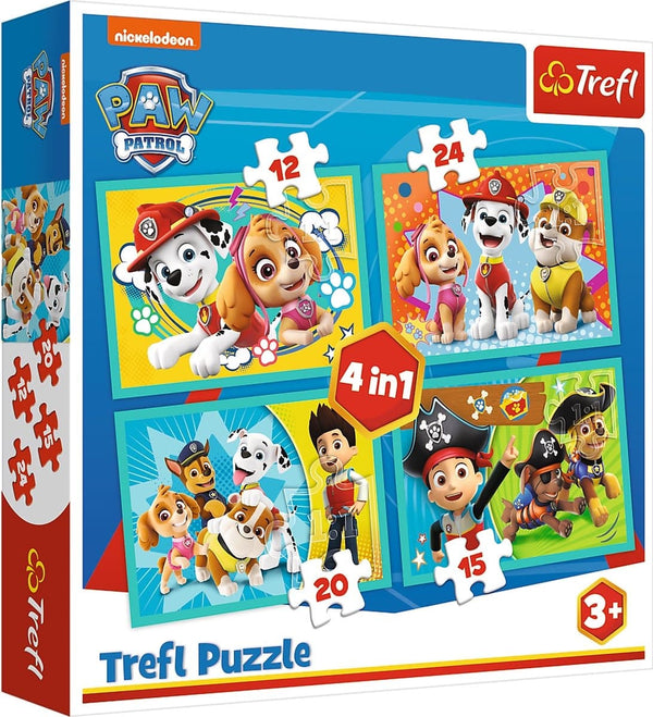 Trefl paw patrol 4-in-1 puzzel - 12 15 20 24 stukjes