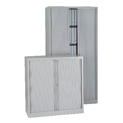 Roldeurkast gelast hoog staal kunststof 120x43x198cm zilver