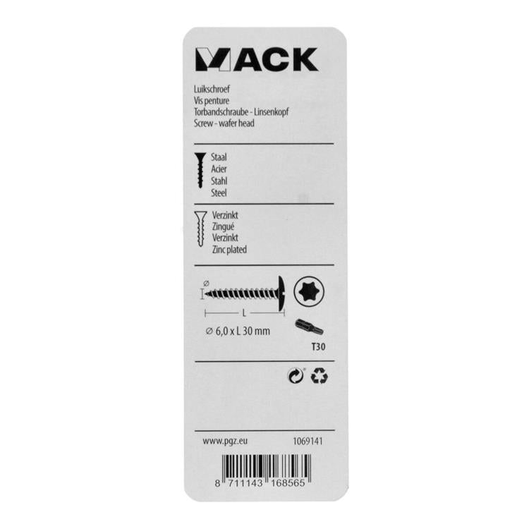 Mack 1069141 - luikschroef blauw verzinkt 6,0 x 30 mm 9st | 5 stuks