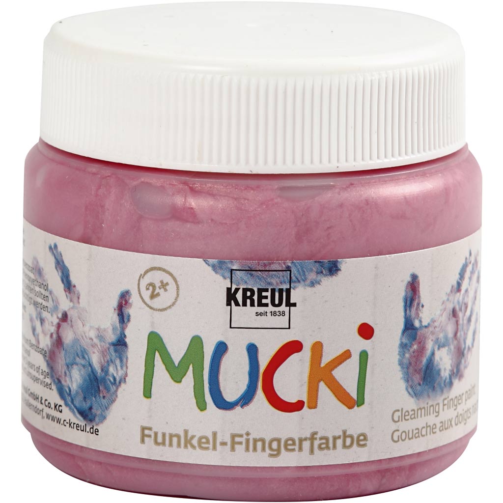 Creativ company mucki vingerverf, metallic roze, 150 ml 1 doosje