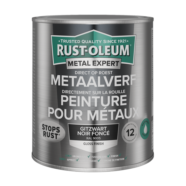 Rust-oleum 1071327 - metaalverf-hg - ral9005 -750ml direct op roest | 1 stuks