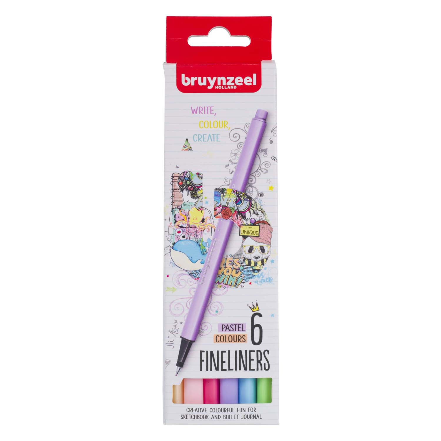 Bruynzeel finelinerset pastel 6 kleuren