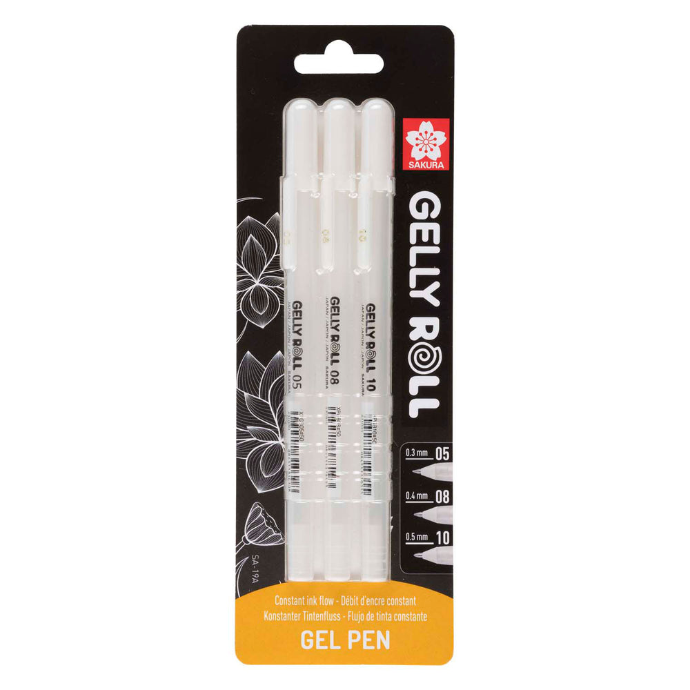 Sakura blisterkaart gelly rol 05, 08, 10 wit, 3 stuks