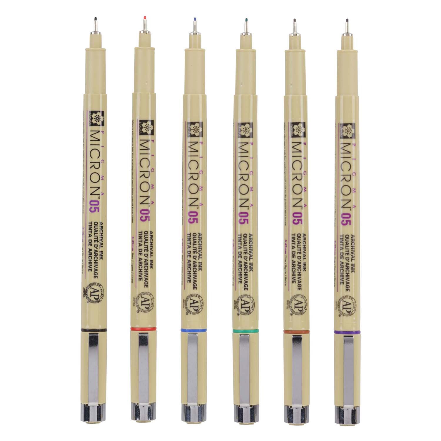 Sakura pigma micron 05 etui met 6 basiskleuren