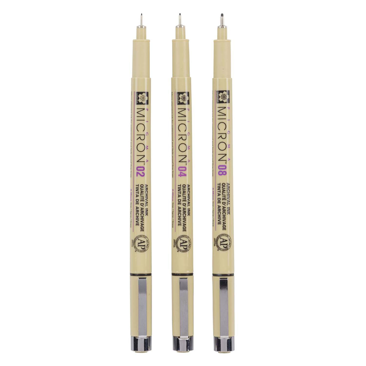 Sakura pigma micron etui 3 fineliners zwart 02-04-08