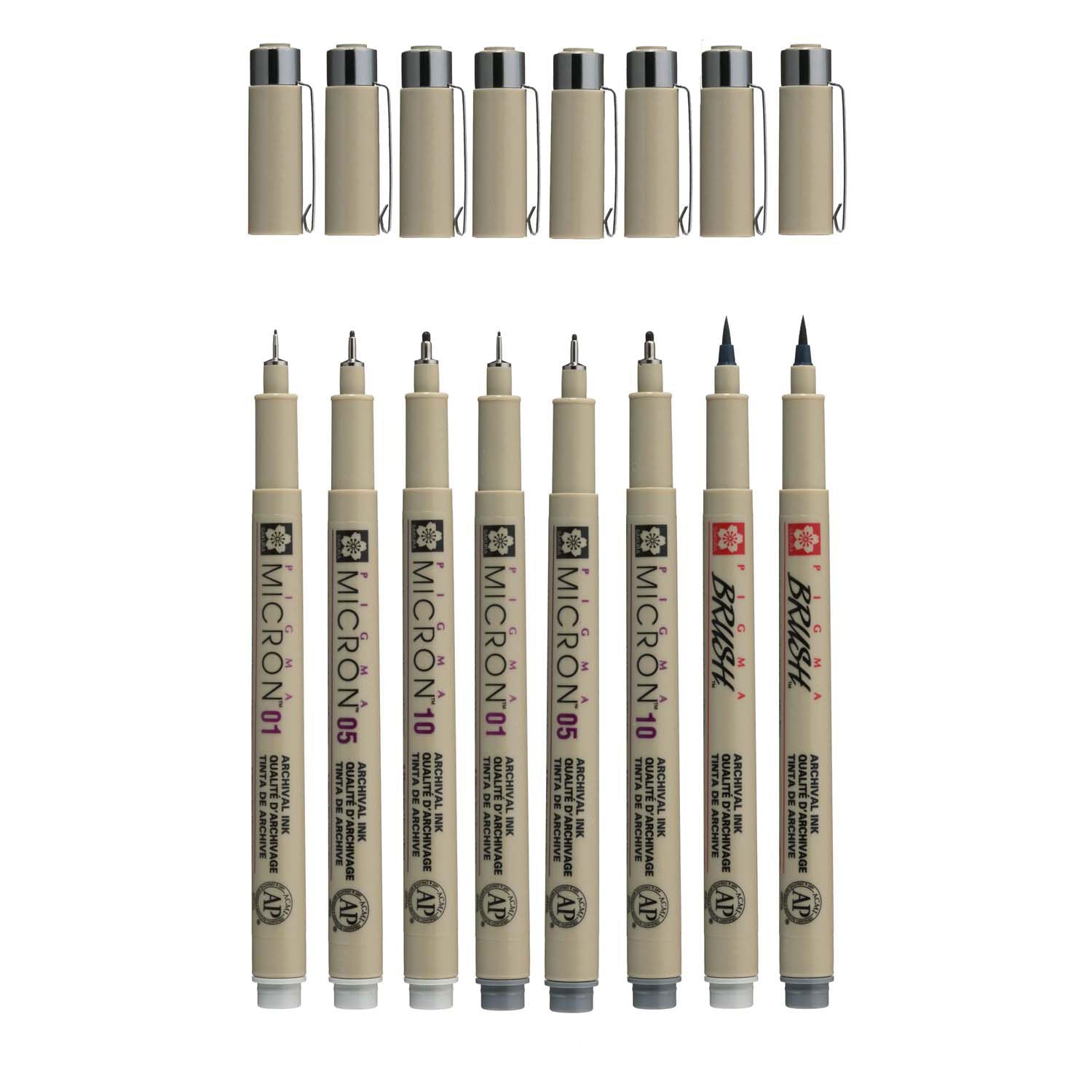 Sakura pigma micron finelinerset 8 pennen. (licht) koelgrijs