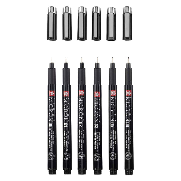 Sakura pigma micron black edition set en gratis etui, 6st