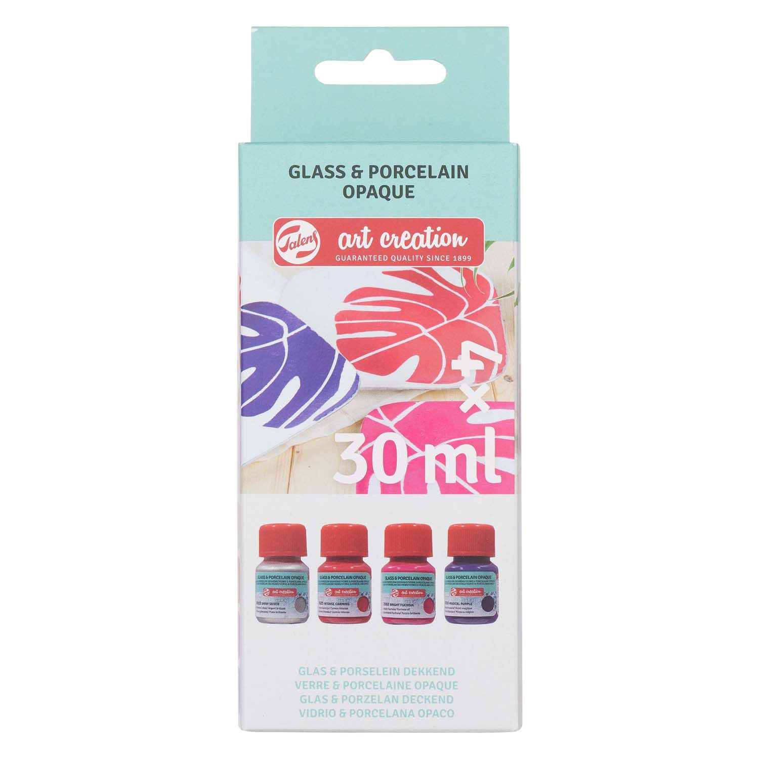 Talens art creat.glas porselein dekkend 4 x30ml roze zilver