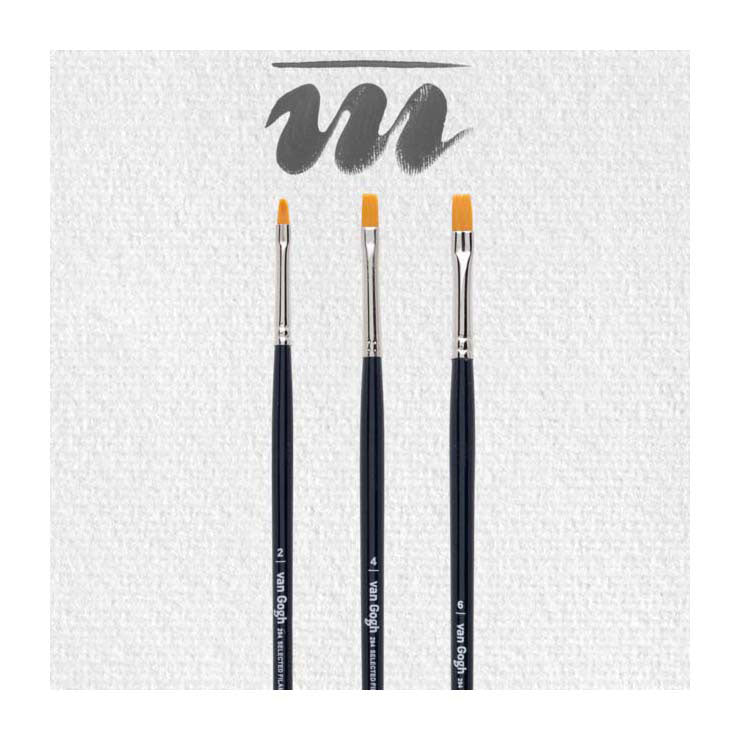 Bruynzeel van gogh penseel voor olie- en acrylverf, 3 stuks s294 nr. 2-4-6