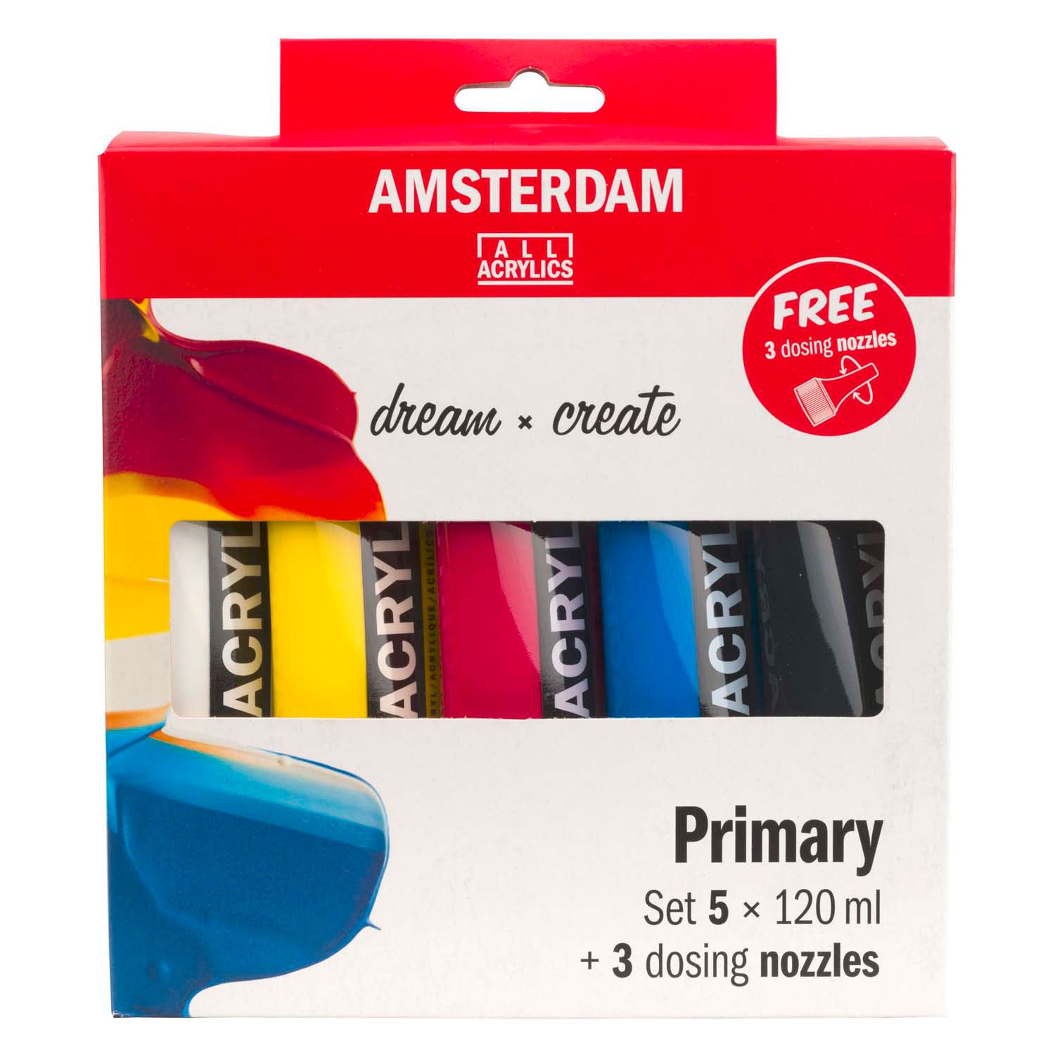 Amsterdam standard series acrylverf primaire set | 5 x 120 ml + 3 doseertuiten