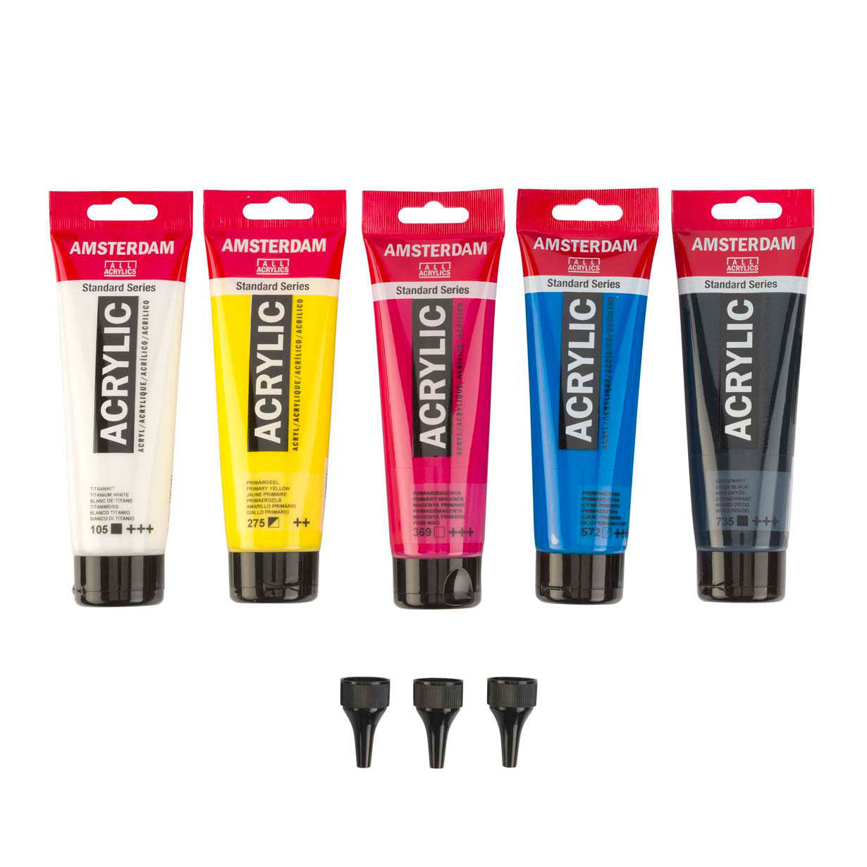 Amsterdam standard series acrylverf primaire set | 5 x 120 ml + 3 doseertuiten