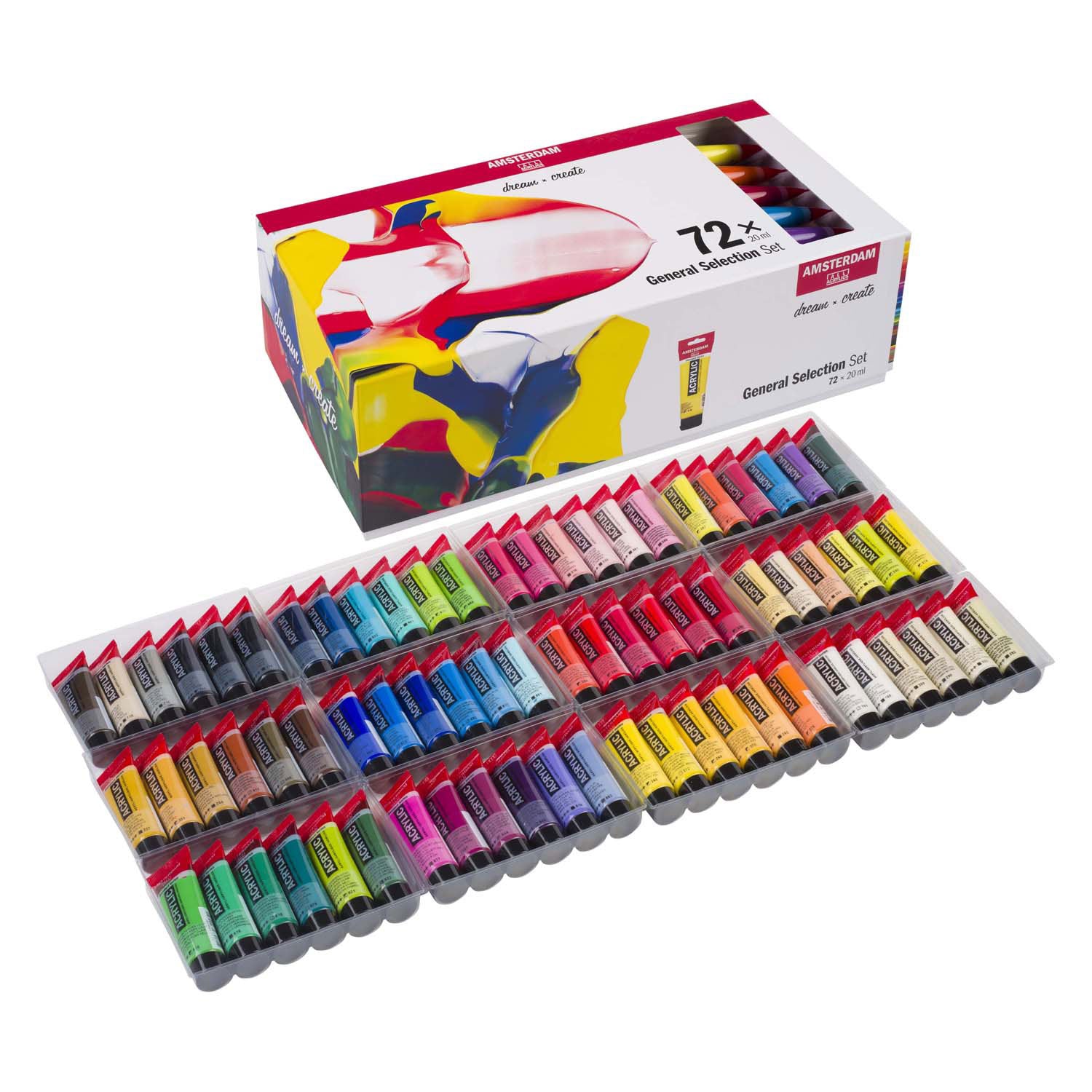 Bruynzeel amsterdam standard series acrylverf algemene selectie set 20ml, 72dlg.