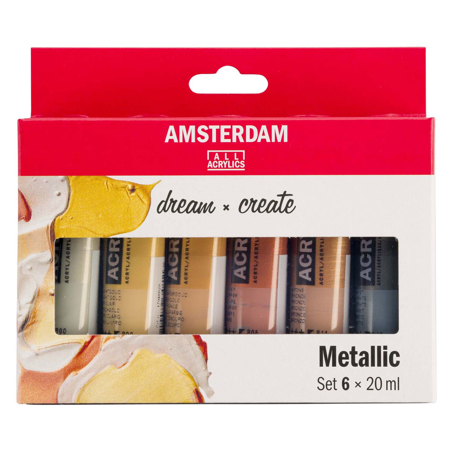 Bruynzeel amsterdam standard series acrylverf metallic set 20ml, 6dlg.