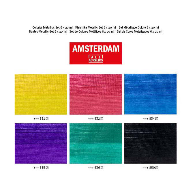 Bruynzeel amsterdam standard series acrylverf kleurrijke metallic set 20ml, 6dlg.
