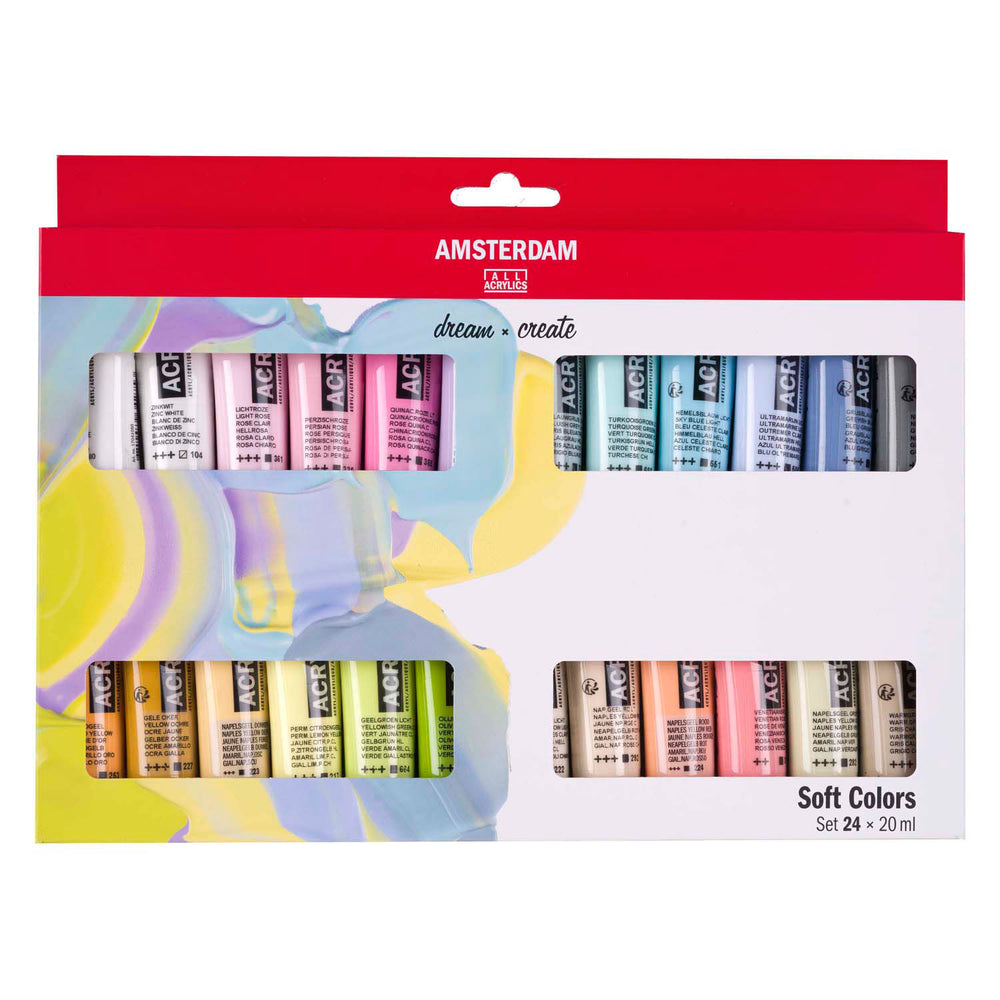 Bruynzeel amsterdam standard series acrylverf zachte kleuren set 20ml, 24dlg.
